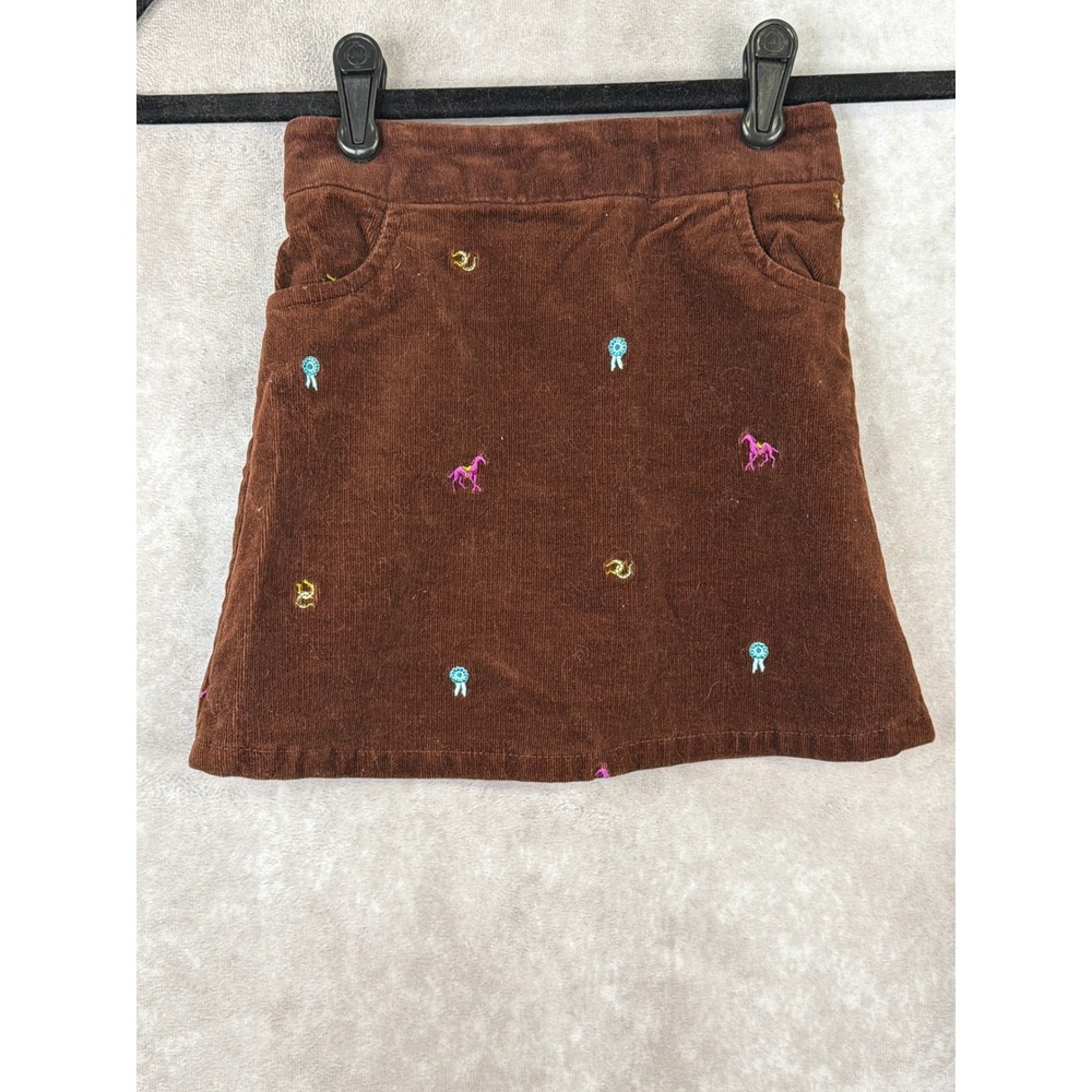 Hartstrings Corduroy Skirt Girls 3T Brown Embroidered Horse Ribbon Equestrian